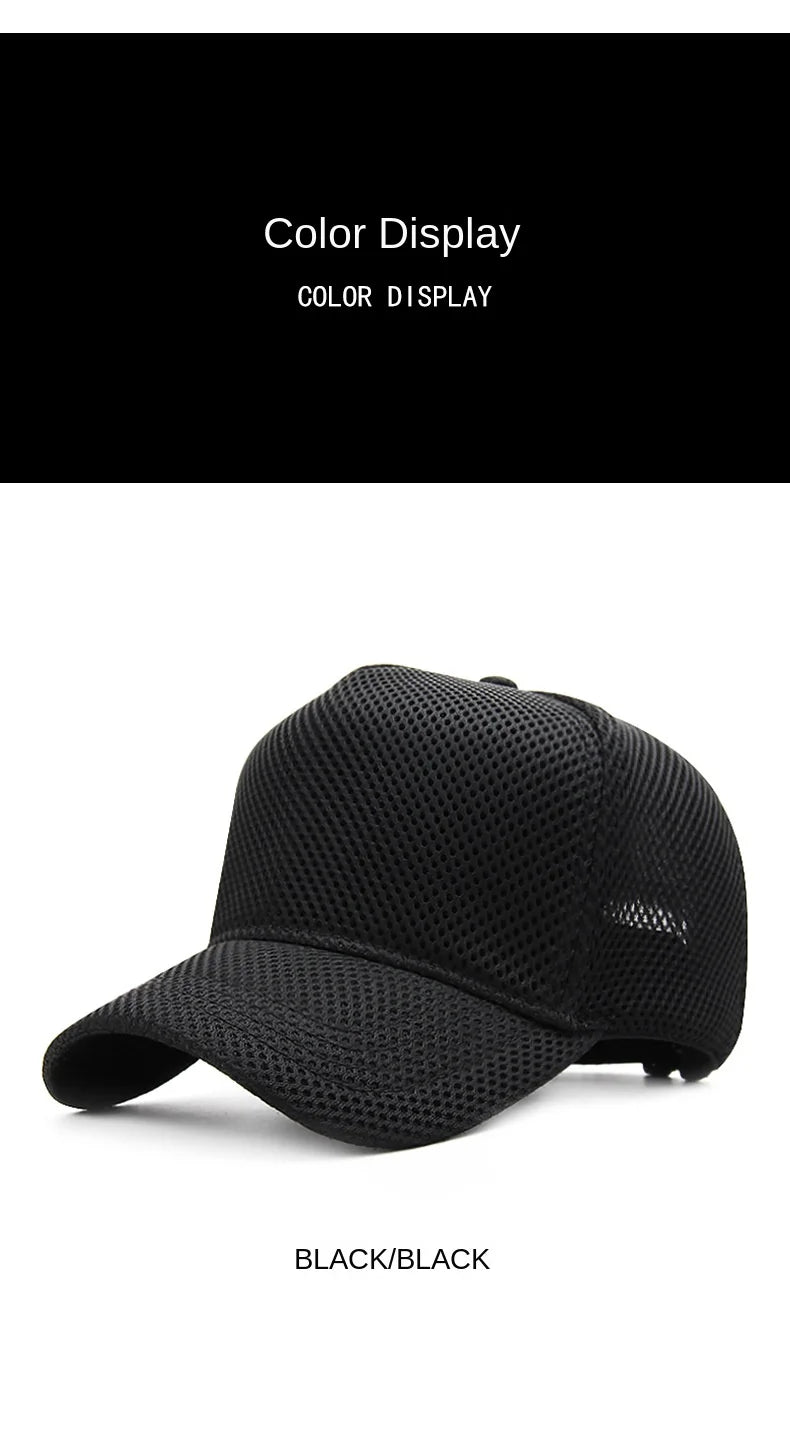 Gorra de béisbol de malla de verano de talla grande de cabeza grande para hombres y mujeres gorra transpirable de camionero ajustable para deportes al aire libre correr