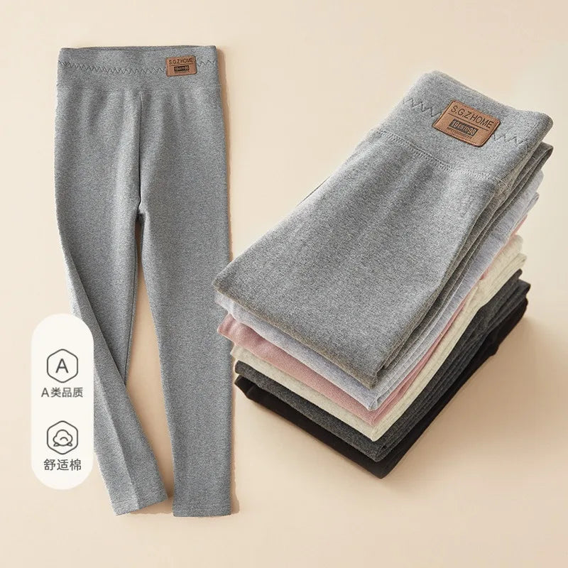 Mallas elásticas ajustadas para niña, pantalones de algodón, color negro y gris, otoño y primavera