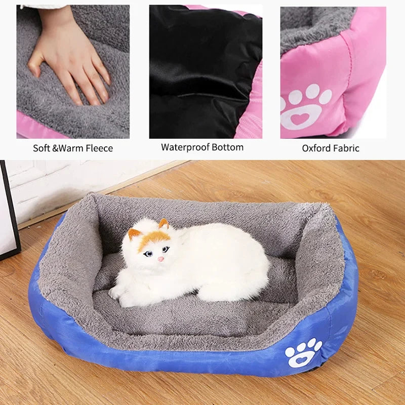 Sofá cuadrado suave para perros grandes, cojín elástico para casa de perros, cama mediana cálida para invierno, perrera lavable para gatos, accesorios para el hogar