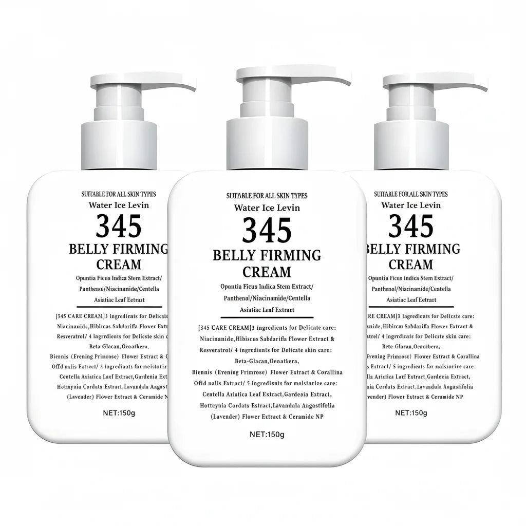 345 Crema reafirmante para el vientre Extracto de tallo de opuntia. Niacinamida Pantenol. Objetivos Piel Crepey. Tensar firmes. Todos los tipos de piel. 150 g.