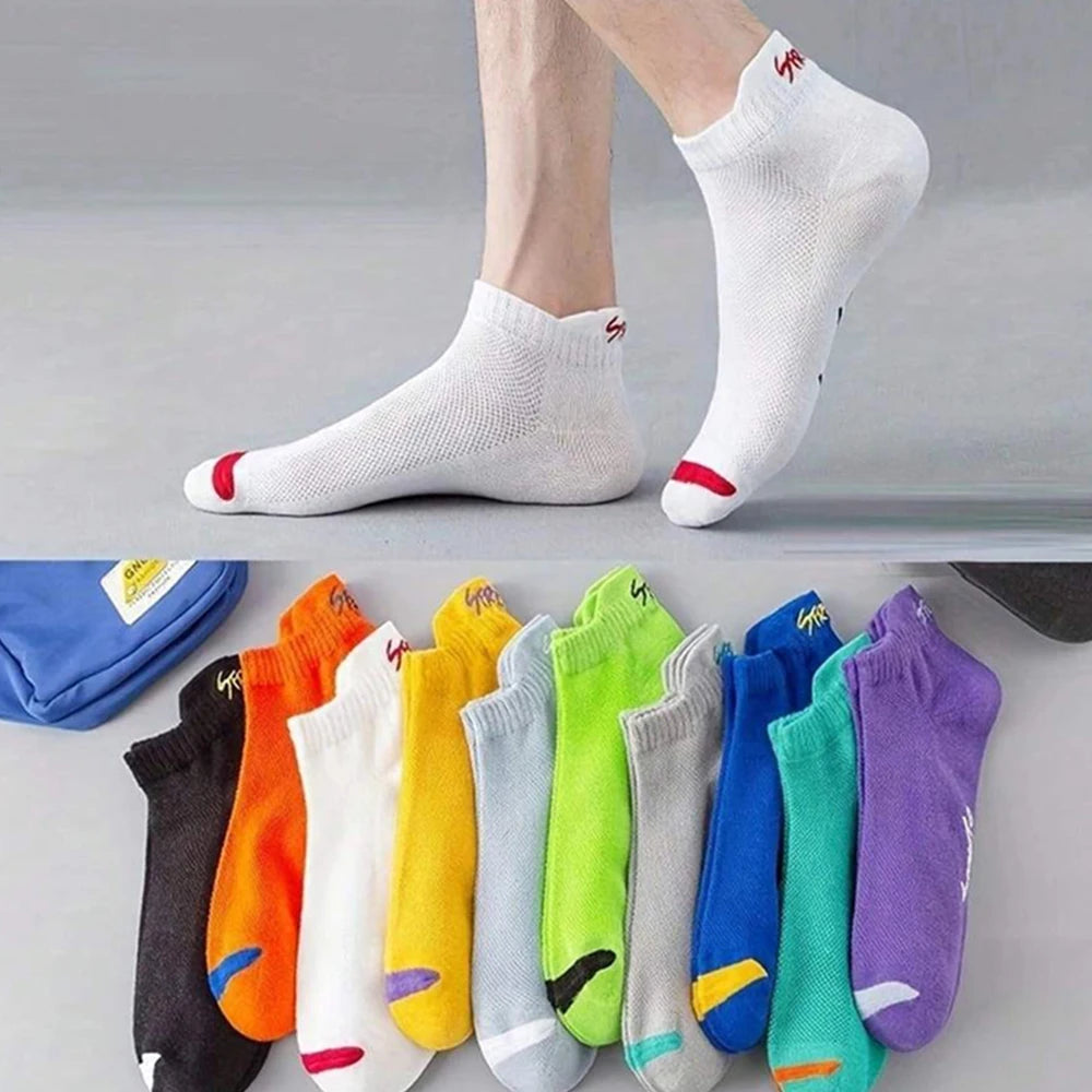5/10/20/30 pares de calcetines tobilleros para hombre, calcetines invisibles transpirables con letras a la moda, estilo deportivo, a prueba de olores, absorbentes del sudor