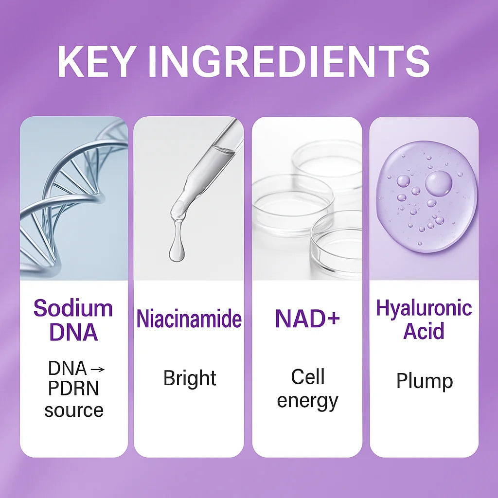 NAD+PDRN Tónico que aumenta el brillo, reafirmante, hidratante, elasticidad, desvanece las líneas finas, esencia hidratante para el cuidado de la piel para pieles secas, 120ML