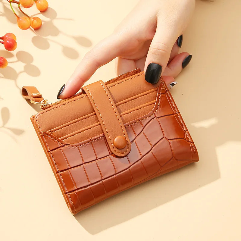 Cartera corta para mujer, monedero pequeño de cuero de marca de lujo a la moda, tarjetero para mujer, bolso de mano para mujer, billetera con Clip para dinero 2023