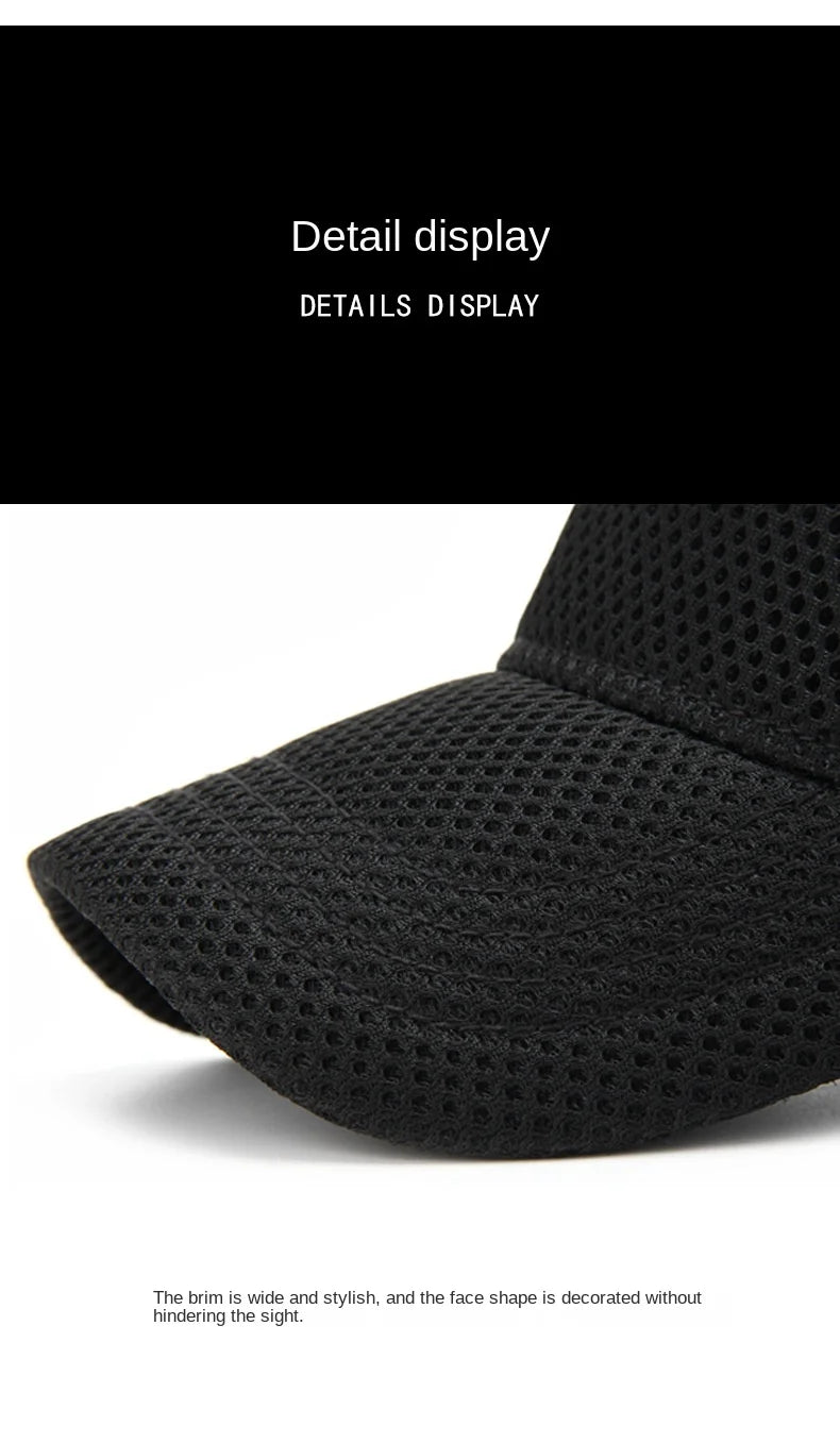 Gorra de béisbol de malla de verano de talla grande de cabeza grande para hombres y mujeres gorra transpirable de camionero ajustable para deportes al aire libre correr