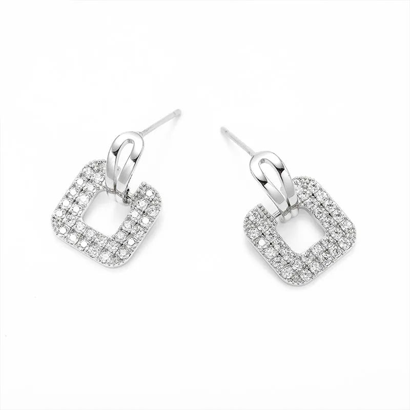 Pendientes cuadrados de cristal de moda coreana con aguja de plata 925 para mujer, joyería 2024, nuevos pendientes de circón de lujo para mujer, regalo