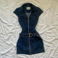 Vestido corto vaquero negro Retro americano para mujer, vestido elegante ajustado de una pieza con cremallera de verano, ropa informal de diseño de moda coreana