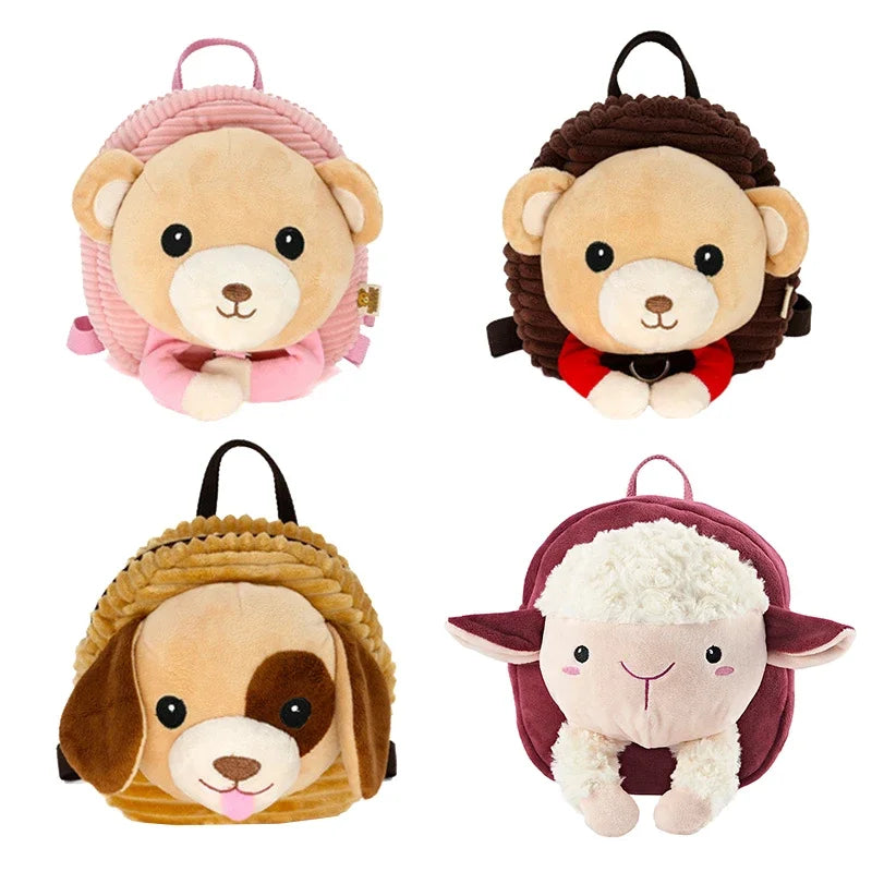 Nueva mochila de hombro perdida con dibujos animados para bebés y niños, bolsas pequeñas de felpa con cuerda de tracción, mochila escolar antipérdida para niños pequeños