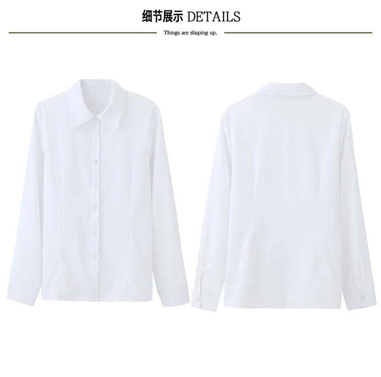 Blusa Elegante de Gasa con Botones para Mujer, Camisa Informal de Manga Larga con Cuello Camisero para Primavera y Verano, Blusa Tipo Túnica para Oficina