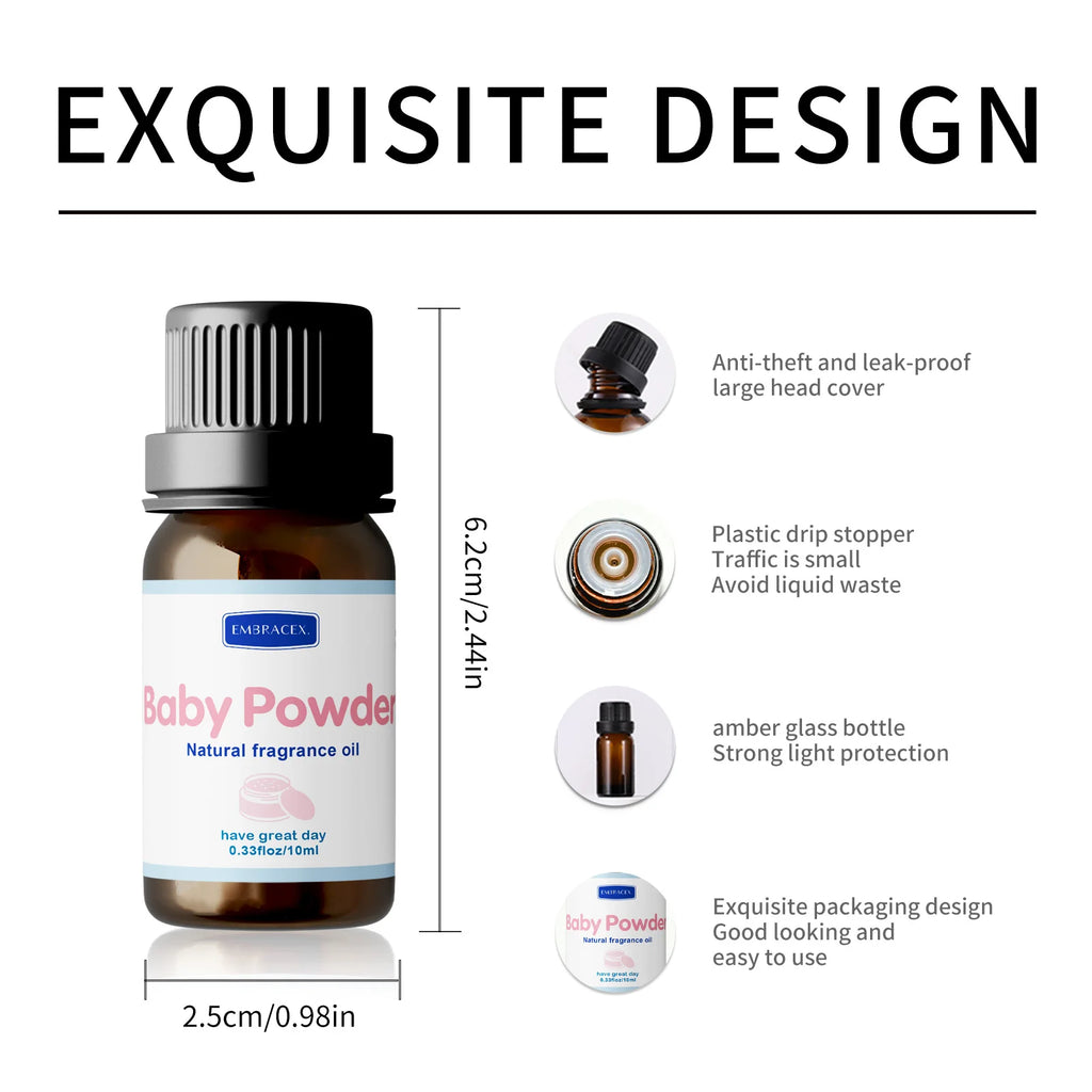Aceite esencial en polvo para bebé, aceite aromático de larga duración, aceite de masaje para el cuidado corporal con aroma dulce cálido, regalo para amigos, 10ml