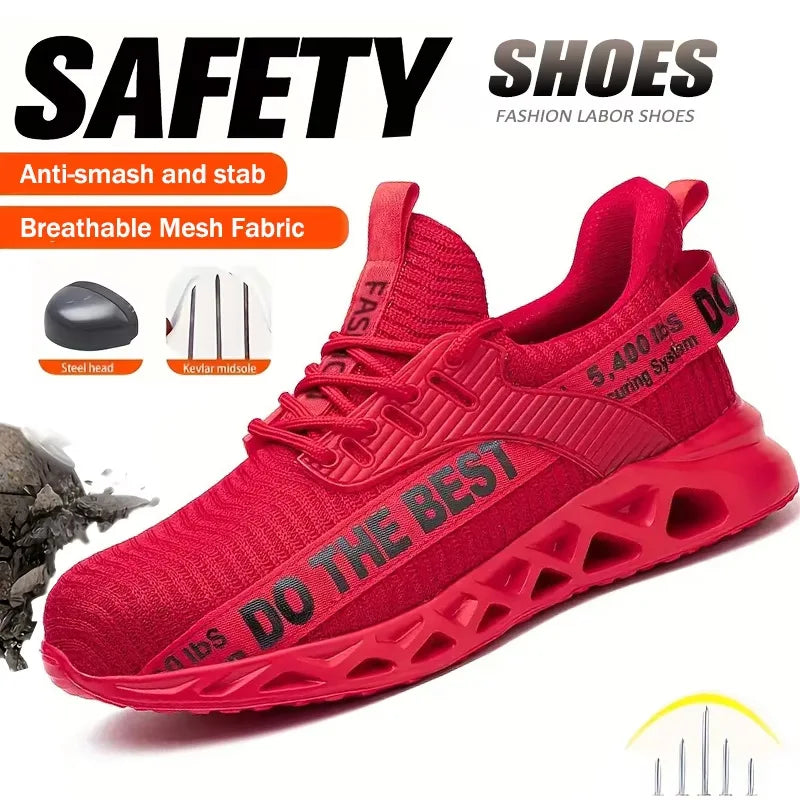 Zapatos de Seguridad con Puntera de Acero para Hombre, Zapatillas de Trabajo Ligeras, Zapatos de Trabajo Antipinchazos, Botas de Seguridad para la Construcción
