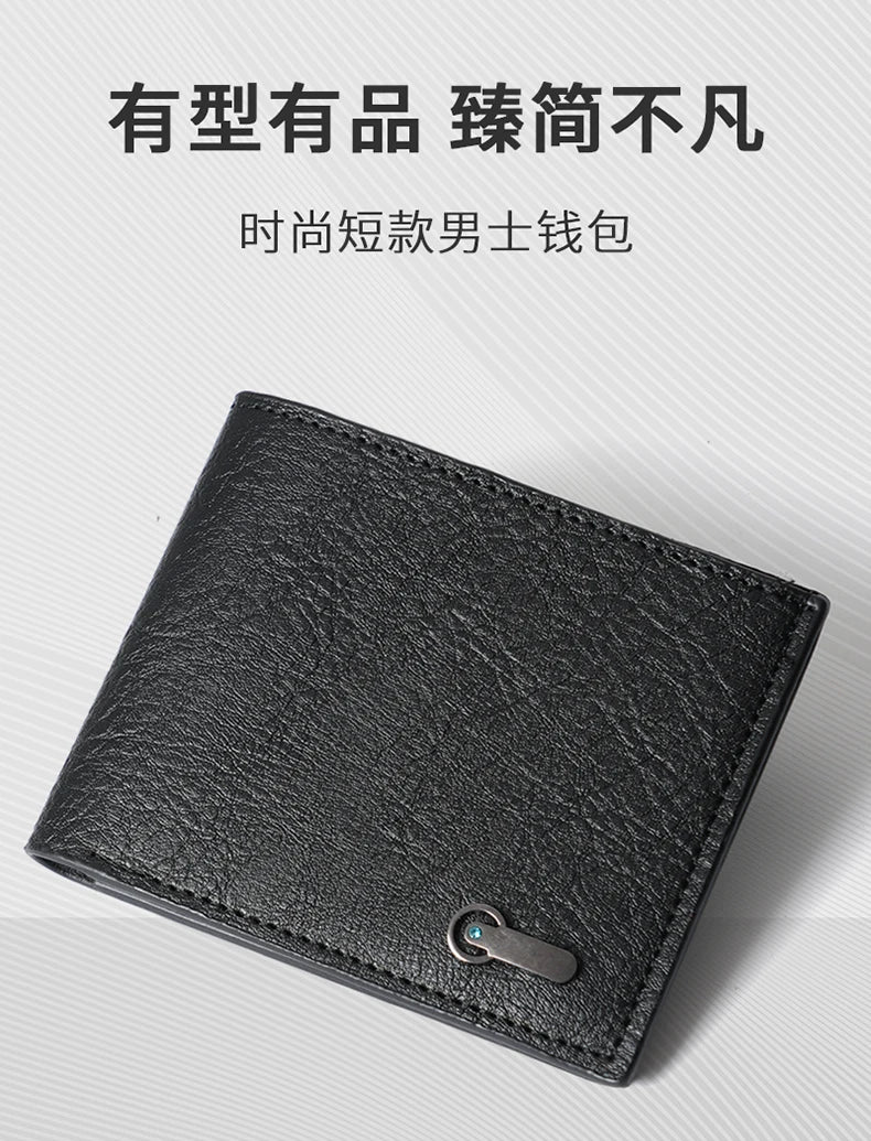 Cartera corta multitarjeta para hombre, billetera informal de moda, delgada, doble pliegue, horizontal, suave, nueva