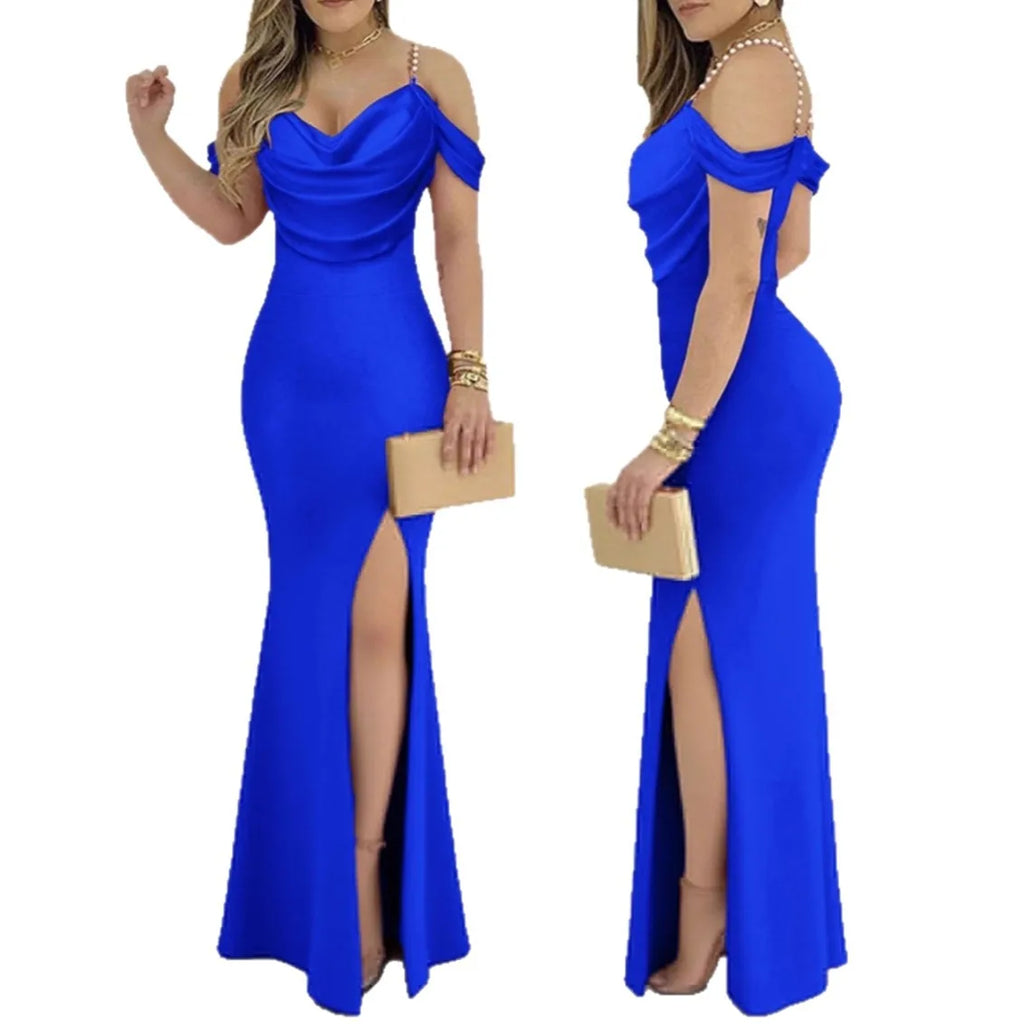Vestido de fiesta de graduación para mujer, nuevo vestido Sexy con tirantes y abertura en la cintura sin espalda, Maxi Vestidos a la cadera para mujer, Vestidos femeninos