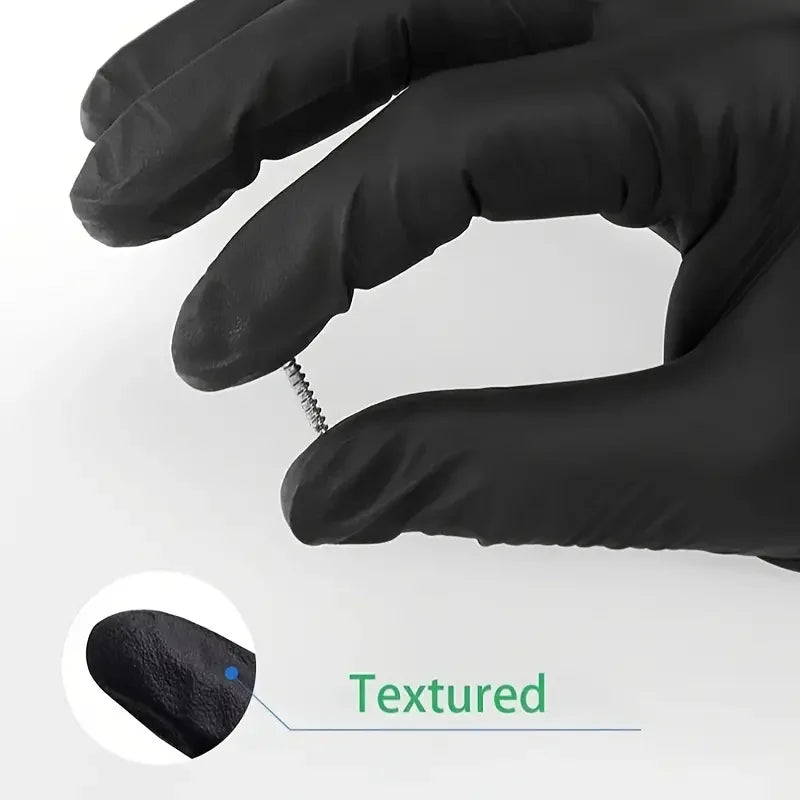 Guantes de nitrilo negros desechables, guantes de limpieza duraderos y gruesos para el hogar, para cocina, teñido del cabello, tatuaje, 20/50/100 Uds.