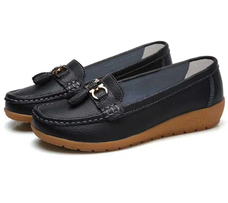 Zapatos de Mujer, mocasines de enfermera, Zapatos planos clásicos, Zapatos planos cómodos para Mujer, calzado informal de cuero blanco para Mujer