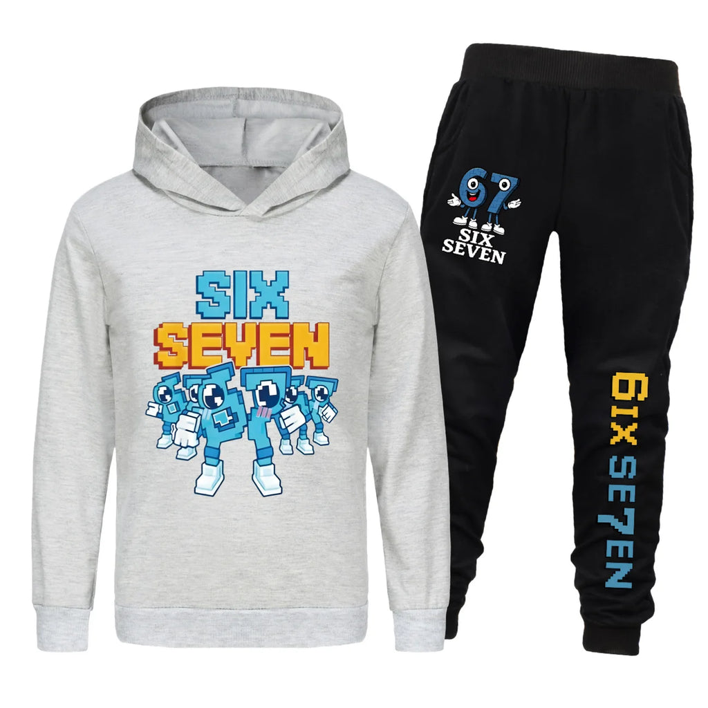 Conjunto de ropa para niños de seis siete dibujos animados rouba un Brainrot niños niñas Sudadera con capucha + Pantalones 2 uds conjunto de chándal para niños pequeños trajes para niños