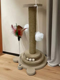Rascador para Gatos Resistente – Sisal Antiparasitario, Rascador Giratorio y Varita de Juego Colgante