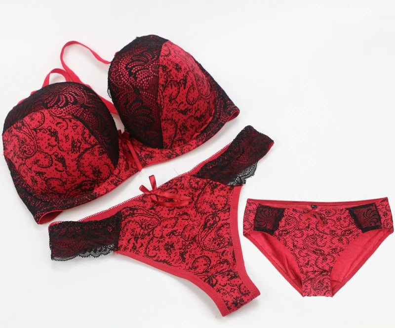 Neell-Conjunto de sujetador de realce sin costuras para mujer, ropa interior de 3 piezas, copa BCDEF, Beige, negro, azul, morado, rojo, blanco, lencería de talla grande