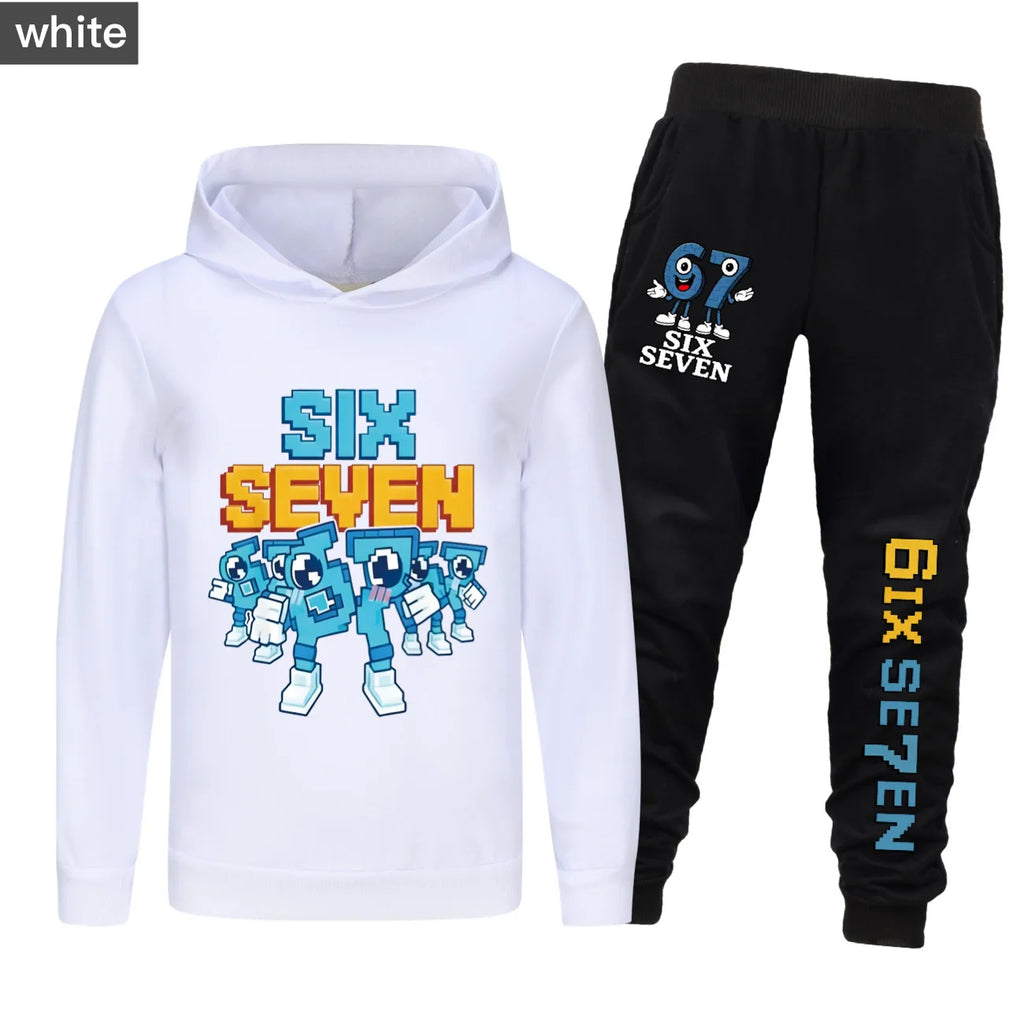 Conjunto de ropa para niños de seis siete dibujos animados rouba un Brainrot niños niñas Sudadera con capucha + Pantalones 2 uds conjunto de chándal para niños pequeños trajes para niños
