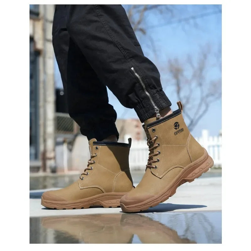 Botas de trabajo de microfibra de alta gama para hombre con puntera de acero para antigolpes y antipinchazos, antipinchazos de Kevlar