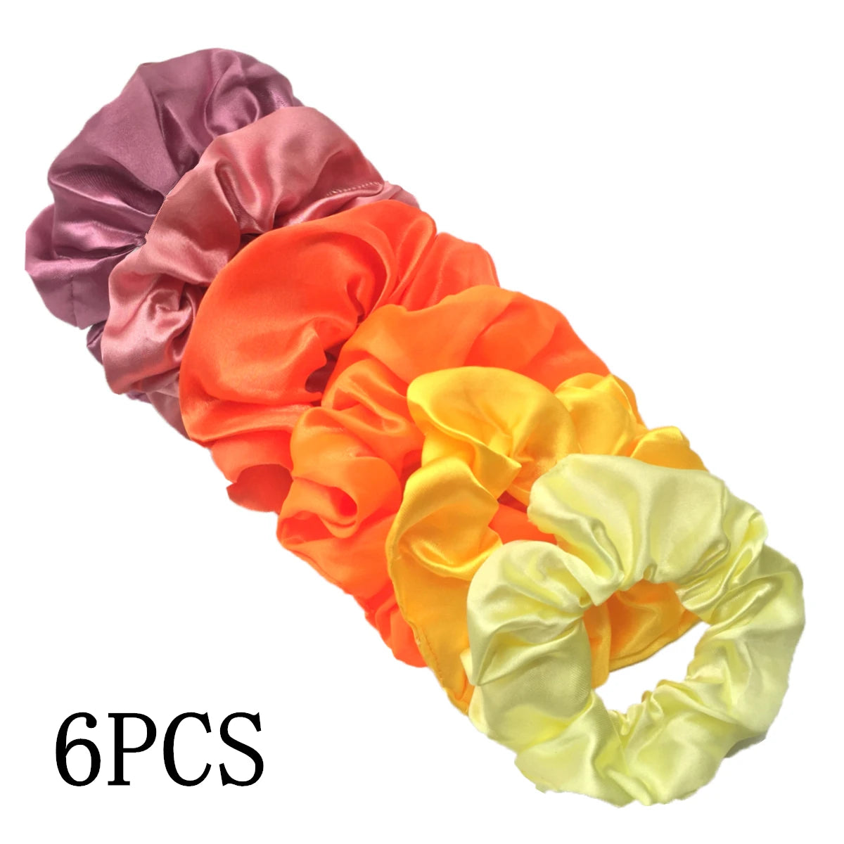 6 unids/lote, bandas para el pelo, lazos, cuerdas, soporte para cola de caballo para mujeres o niñas, accesorios, tocados de satén, Color sólido 100