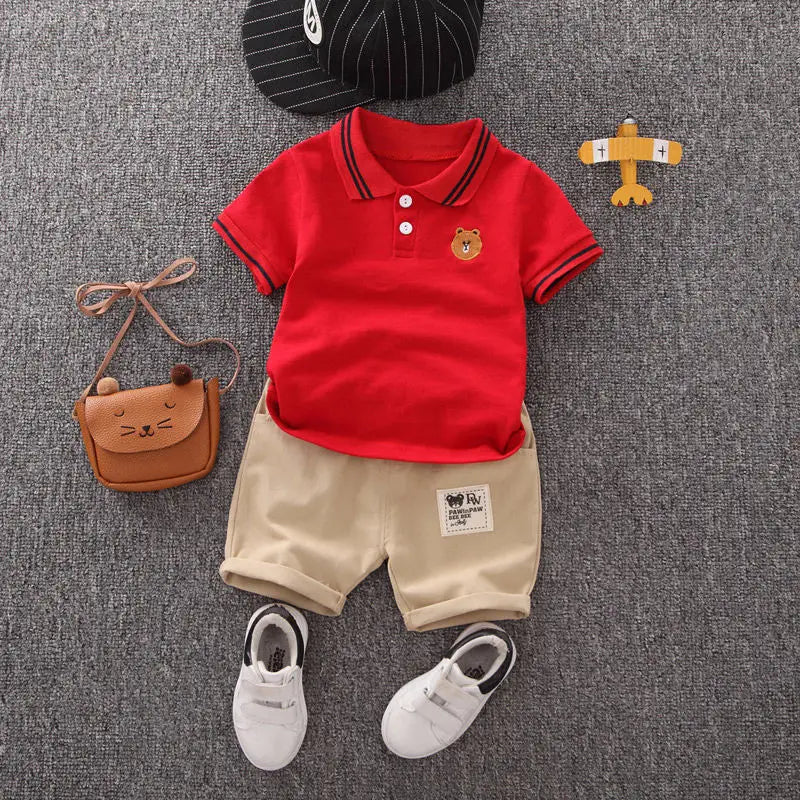 Ropa para niños, ropa para madres y niños, conjuntos para niños, camiseta, pantalones cortos, traje de moda de manga corta de algodón de verano, 2 uds.