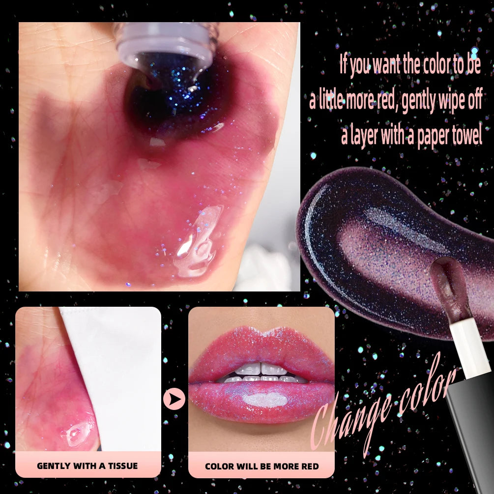 Brillo Labial QIBEST con Efecto Espejo, Hidratante, Cambia de Color, Bálsamo Labial Brillante, Voluminizador, Tinte Labial Diamante de Larga Duración