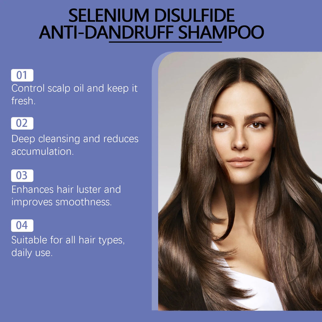 Champú de Sulfuro de Selenio para Control de Grasa, Elimina la Caspa, Refrescante, Limpieza Profunda, Nutre, Suaviza, Hidrata y Cuida el Cabello