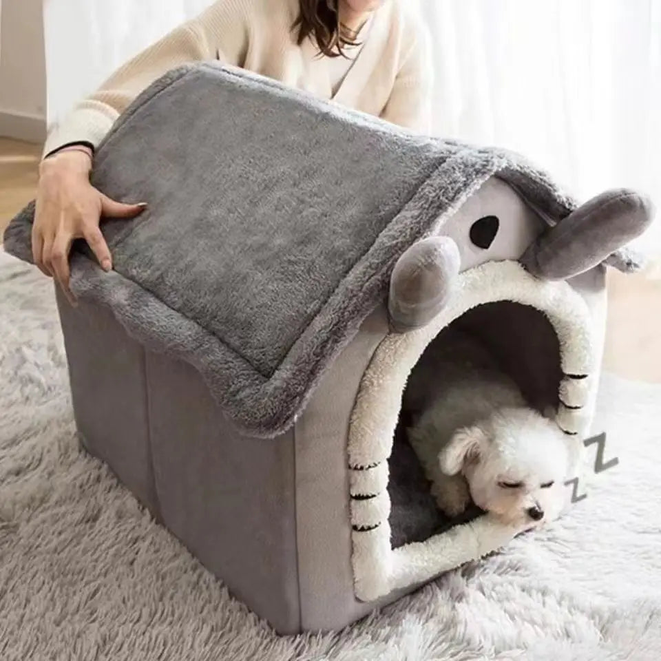 Cama estilo casa para perros para todas las estaciones, cama extraíble y lavable para mascotas para perros pequeños, casa cálida de invierno para perros y gatos