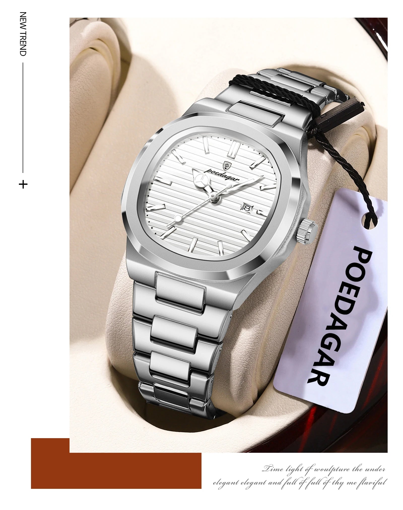 POEDAGAR, reloj de pulsera exquisito para mujer, resistente al agua, fecha luminosa, relojes de moda para mujer, reloj de cuarzo de acero inoxidable para mujer