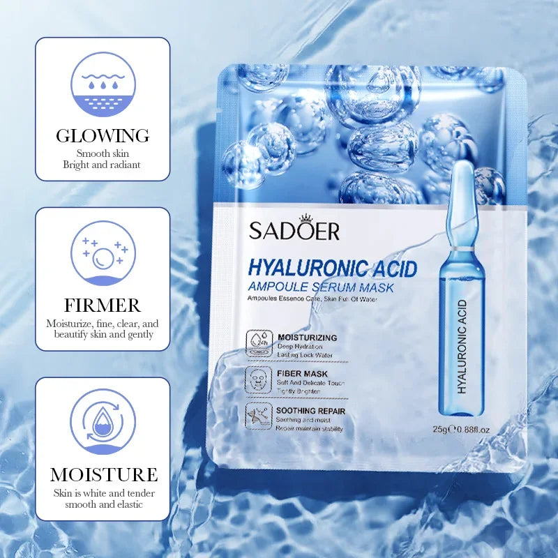 10 Uds SAODER máscaras faciales de ácido hialurónico cuidado de la piel reafirmante mascarilla Facial hidratante productos para el cuidado de la piel Facial