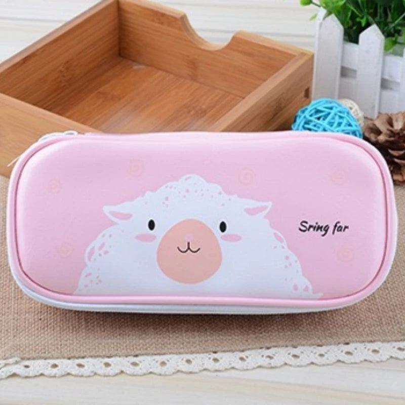 Estuche de cuero PU para lápices de dibujos animados, bolsa de almacenamiento de papelería escolar, estuche bonito para estudiantes, bolsa para bolígrafos para niños, regalos y premios