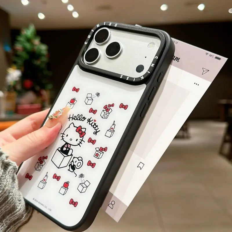 Funda de Teléfono con Diseño de Hello Kitty de Sanrio Coreano, para iPhone 17 Pro Max 16 15 14 Plus, con Soporte Magnético, Antigolpes, Estilo INS