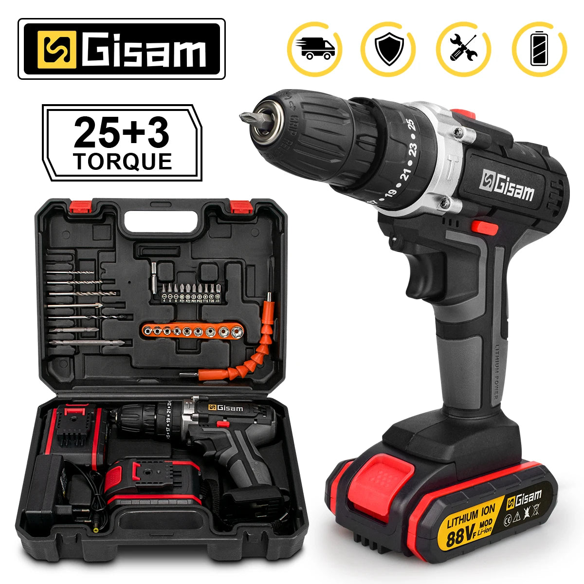 Taladro de impacto inalámbrico de 21V, destornillador eléctrico, taladro percutor eléctrico, Mini taladro manual inalámbrico, herramientas eléctricas con batería de iones de litio