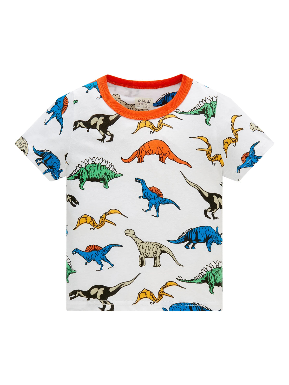 Ropa de dormir para niños de 1 a 8 años, pijamas de dinosaurio de dibujos animados con estampado completo de algodón de verano, conjunto básico de manga corta para uso diario