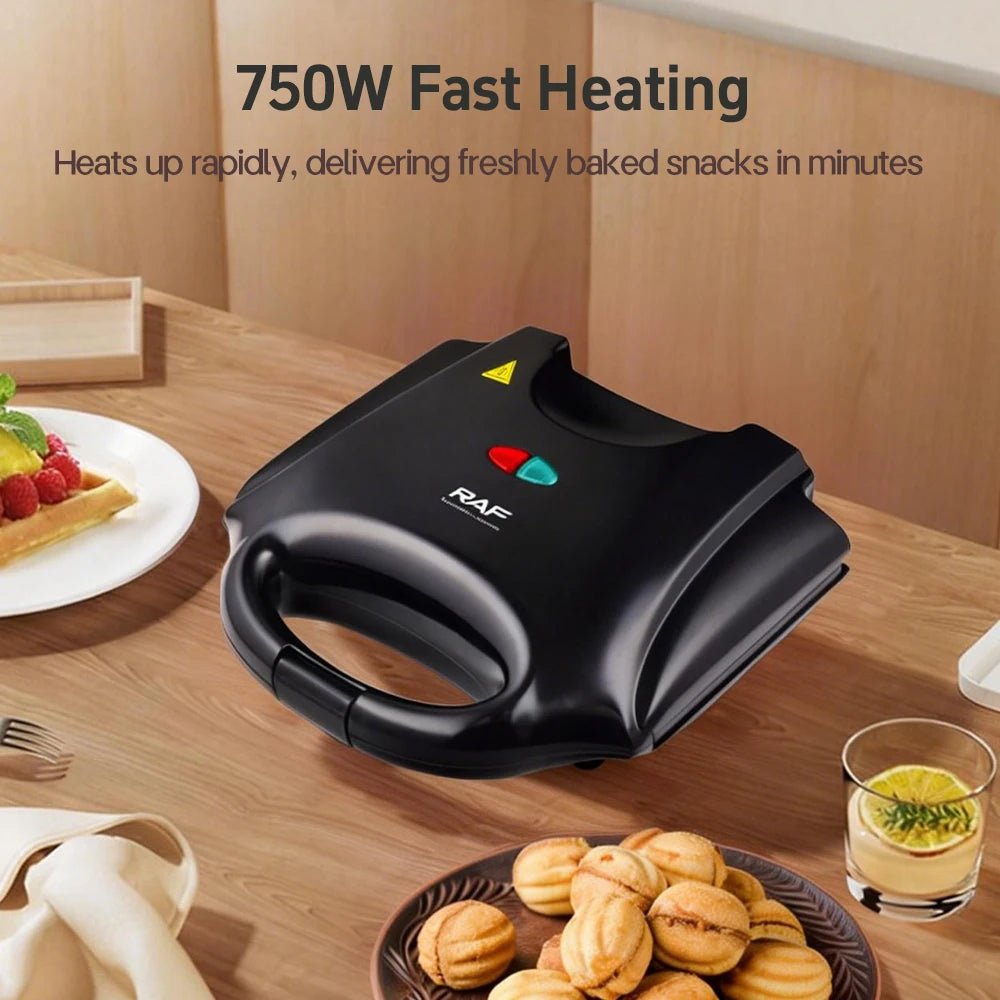 Máquina eléctrica para hacer gofres y pasteles de nueces con nueces, 12 agujeros, cocina, fabricación de galletas para hornear, gofres de nueces de negocios