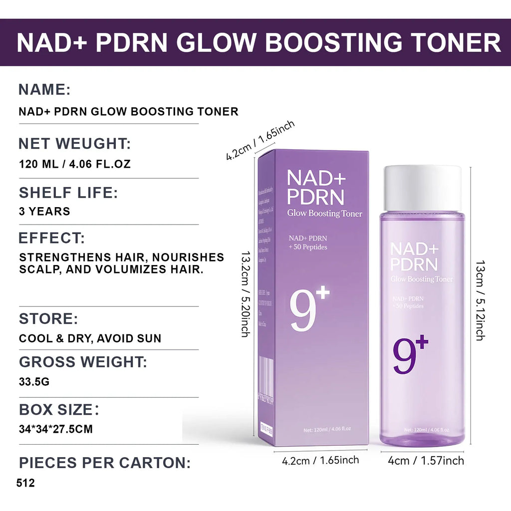 NAD+PDRN Tónico que aumenta el brillo, reafirmante, hidratante, elasticidad, desvanece las líneas finas, esencia hidratante para el cuidado de la piel para pieles secas, 120ML