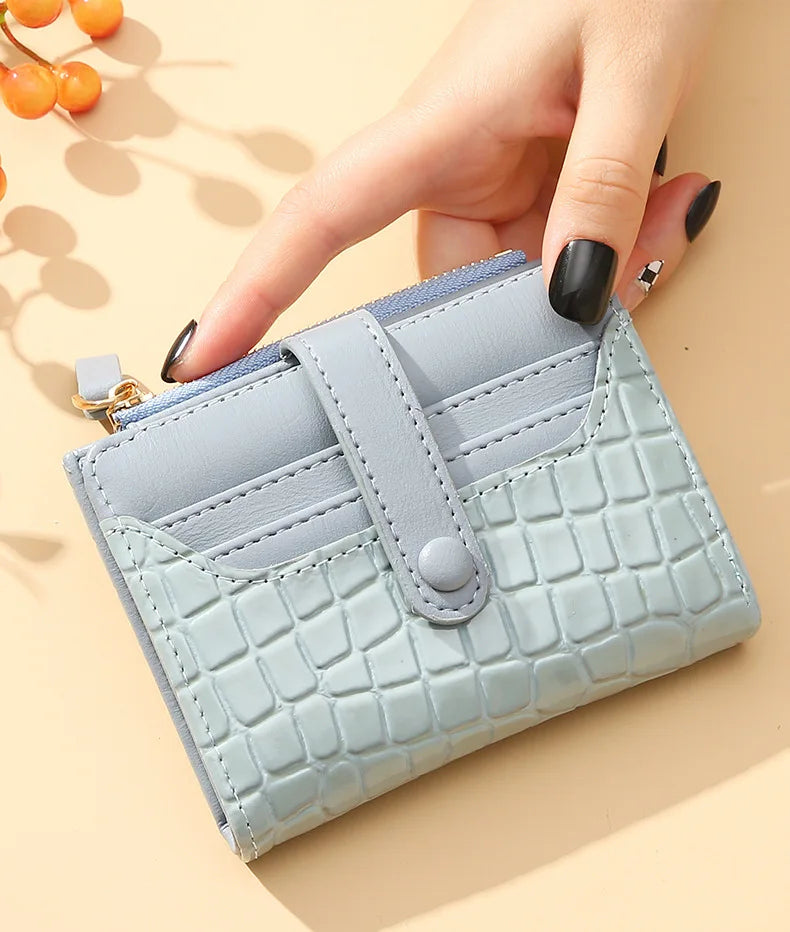 Cartera corta para mujer, monedero pequeño de cuero de marca de lujo a la moda, tarjetero para mujer, bolso de mano para mujer, billetera con Clip para dinero 2023