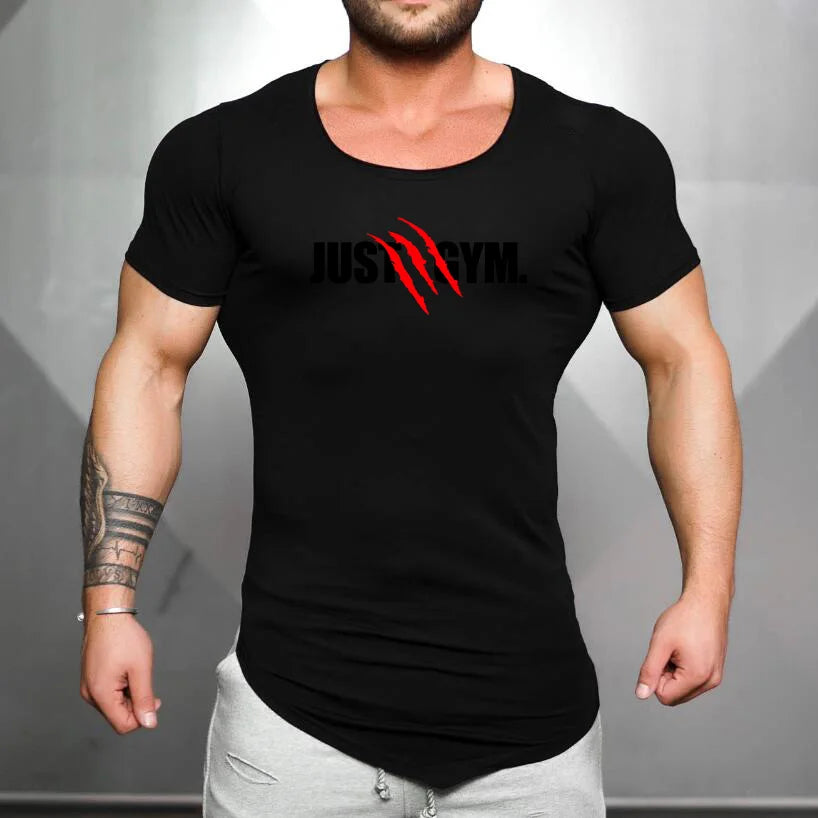 Camisetas deportivas de manga corta para correr para hombre, ropa deportiva ajustada transpirable de algodón para verano, camisetas musculares para gimnasio, culturismo y Fitness