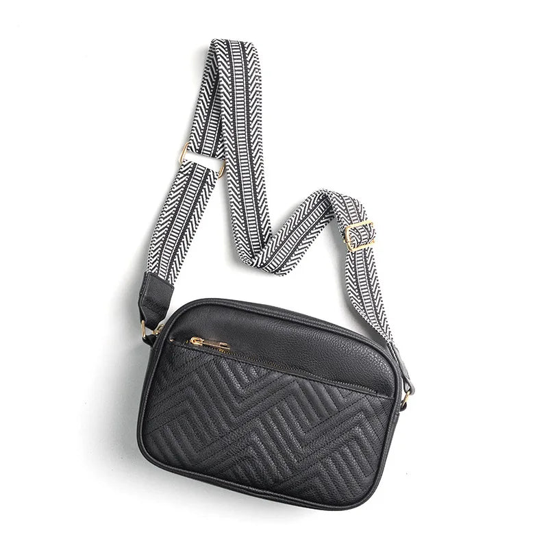 Bolsos cruzados acolchados para mujer, bolsos cuadrados de cuero vegano, bolsos pequeños con correa ancha, bolso bandolera para mujer