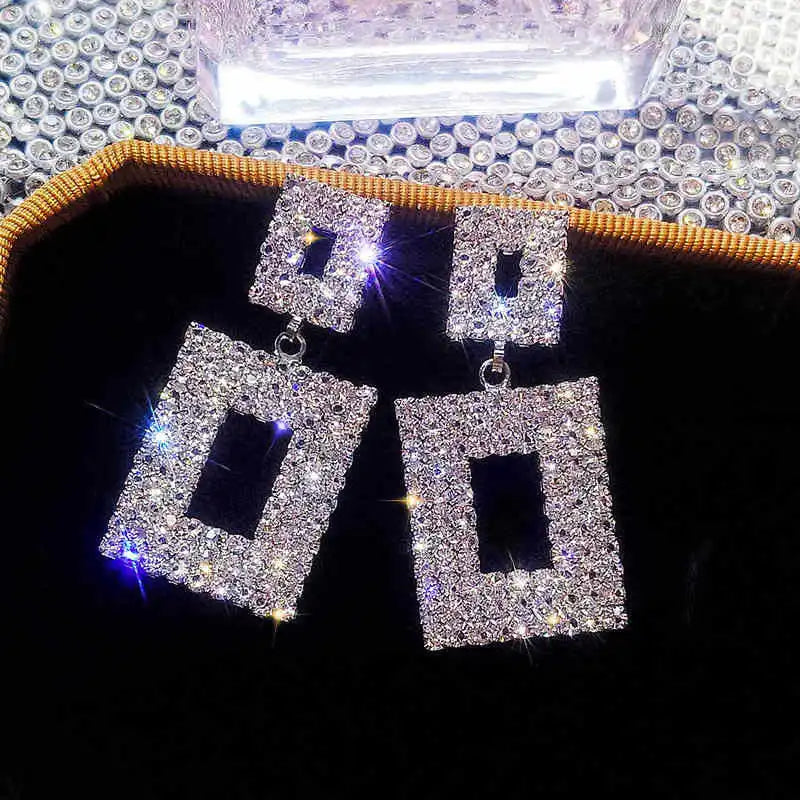Pendientes cuadrados de cristal de moda coreana con aguja de plata 925 para mujer, joyería 2024, nuevos pendientes de circón de lujo para mujer, regalo