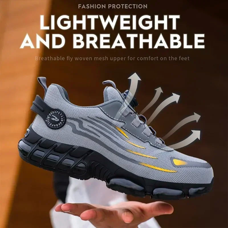 Nuevos zapatos de seguridad para el trabajo, talla 36-48 para mujeres y hombres, zapatillas de deporte con punta de acero para hombres, botas antideslizantes ligeras y transpirables impermeables, trabajo para hombres