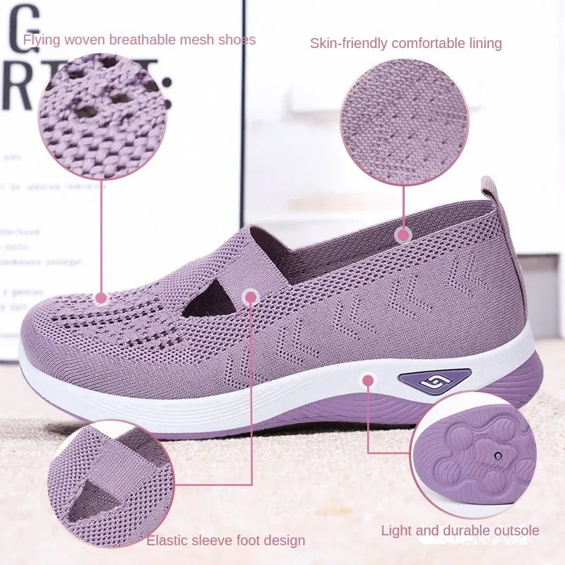 Zapatos de mujer 2025, zapatillas informales de verano, suela gruesa de malla transpirable, asequible, envío gratis