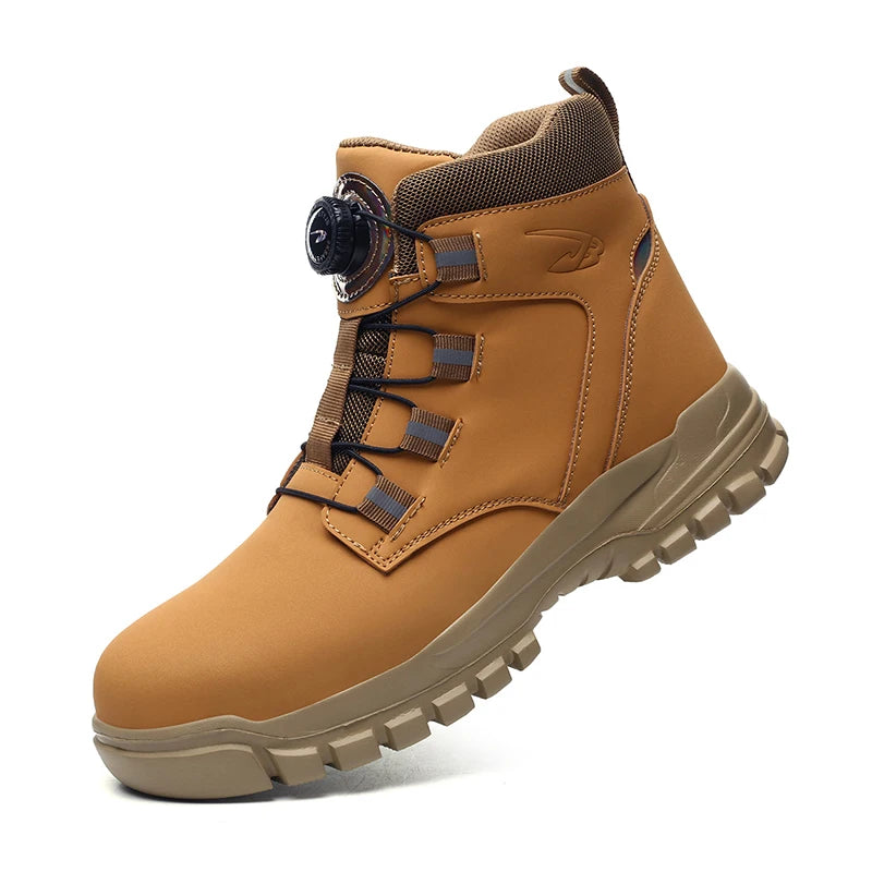 Botas de trabajo de seguridad impermeables para hombre, zapatos con punta de acero, botas tácticas de senderismo y aventura al aire libre, antiimpacto y antipinchazos
