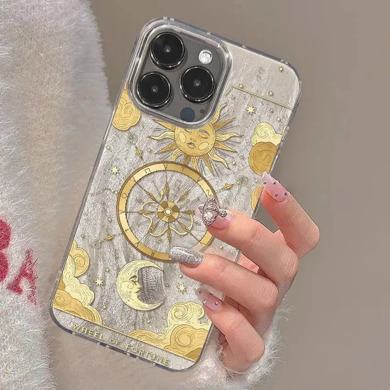 Funda de teléfono Punk Cool Angel Sun para iPhone 16 Pro Max 17 Pro Max 17Air 16E 15 14 13 12 11 Camlet cubierta anticaída