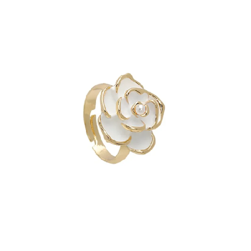 Gran oferta de anillos de joyería de moda, anillos con apertura de flor de rosa negra, anillos ajustables para dedo índice para mujer y niña, regalo