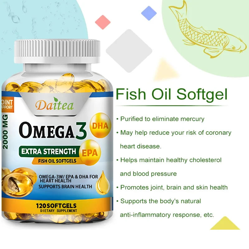Cápsulas de aceite de pescado Omega 3 que apoyan la salud del sistema cerebral y nervioso, la salud cardiovascular y de la piel, el antioxidante y la inflamación