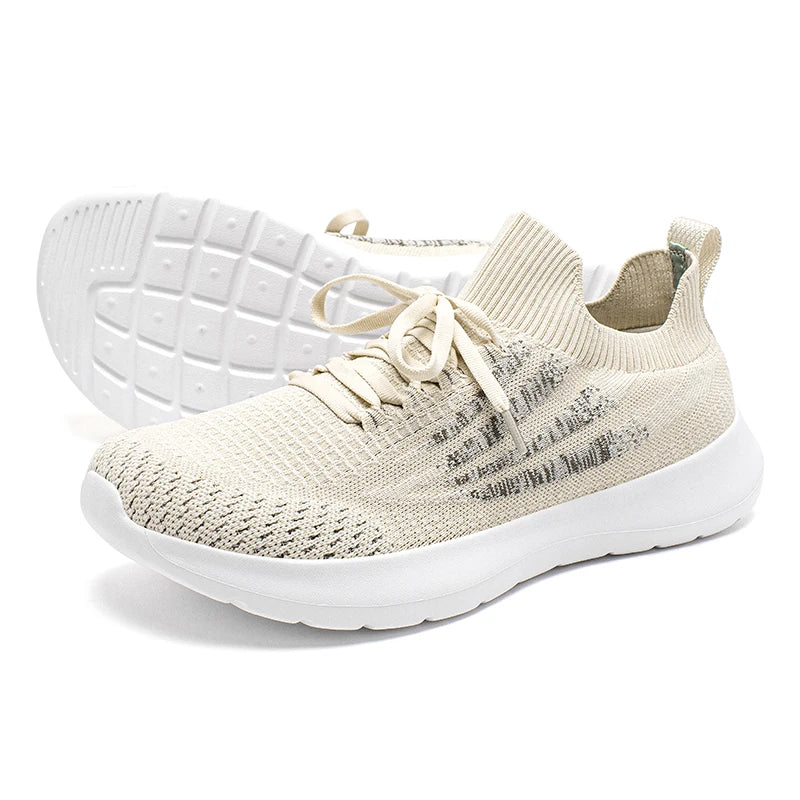 HOBIBEAR Zapatillas de deporte unisex para correr, zapatos para caminar transpirables de malla con punta ancha, zapatillas de senderismo con cordones antideslizantes