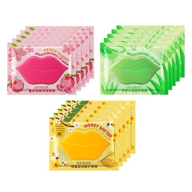 5/10 unids/lote mascarilla labial nutritiva de colágeno esencia de frutas hidratante reafirmante parche labial antiarrugas cuidado de la piel