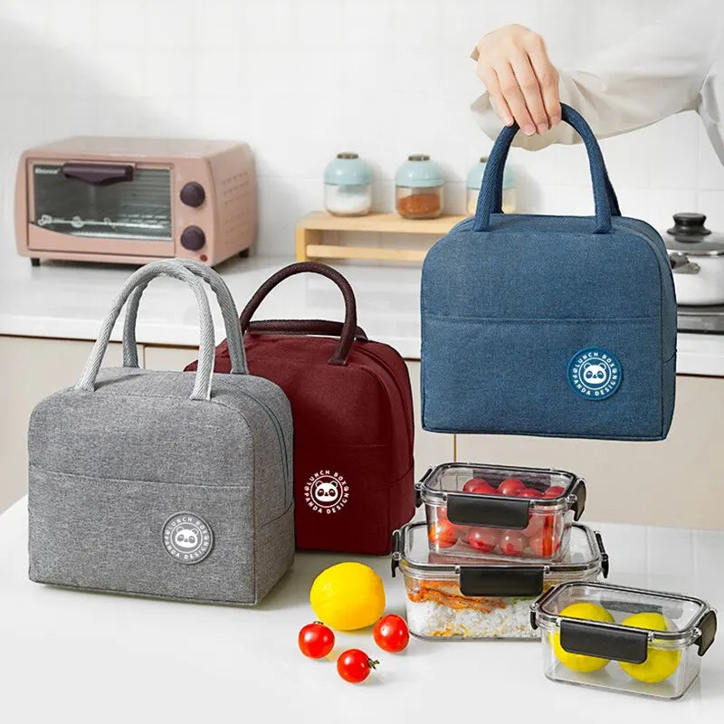 Bolsa de almuerzo aislada para mujeres y niños, bolsa térmica portátil, bolsa de hielo, contenedor de comida de lona, bolsas de Picnic de alimentos