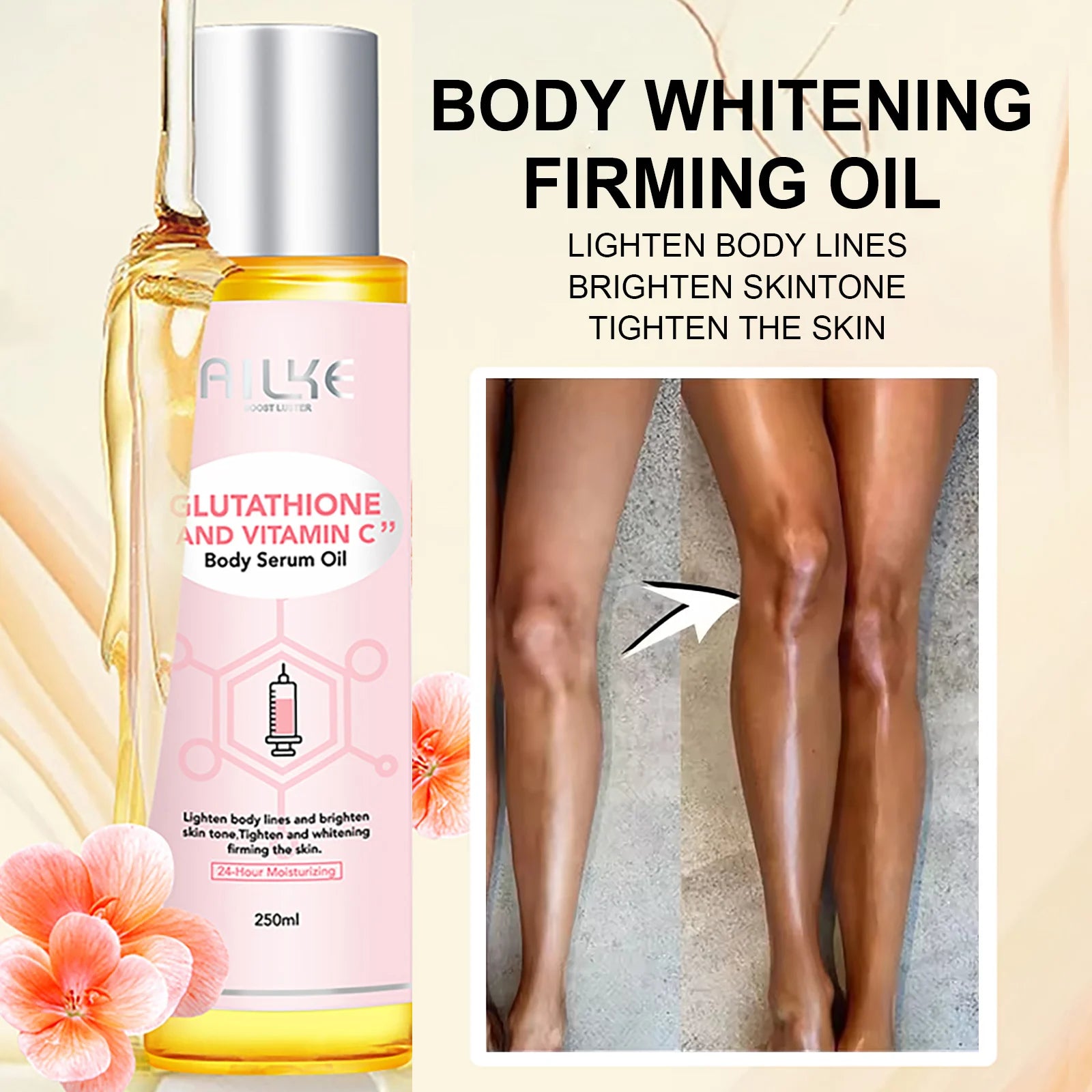 AILKE blanqueamiento eliminar manchas negras loción para el cuidado de la piel Facial crema hidratante glutatión corporal vitamina C piel negra cara nuevo conjunto